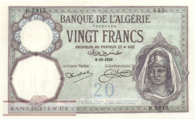 Algerien - 20  Francs (#078b-28_UNC)