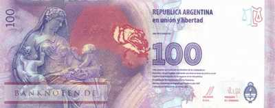 Argentina - 100  Pesos - diagonal lines (#358c-AA_UNC)