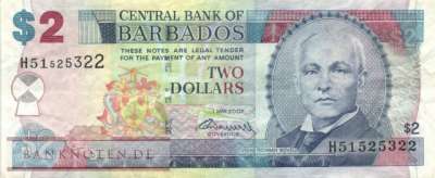 Barbados - 2  Dollars (#066b_VF)