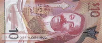 Barbados - 10 Dollars (#082b_UNC)