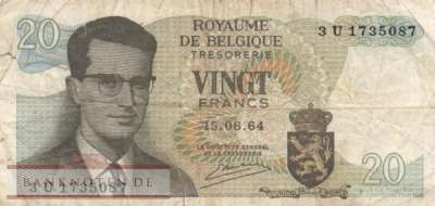 Belgium - 20  Francs (#138-U20_G)