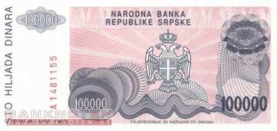 Bosnien Herzegowina - 100.000  Dinara (#154a_UNC)
