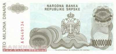 Bosnia and Herzegowina - 100 Million Dinara (#157a_UNC)