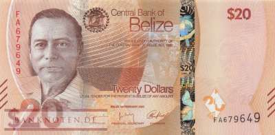Belize - 20 Dollars (#076_UNC)
