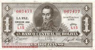 Bolivia - 1  Boliviano (#128c-U1_AU)