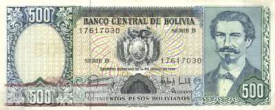 Bolivia - 500  Pesos Bolivianos (#166a-B_VF)