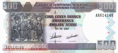 Burundi - 500 Francs (#038d_UNC)