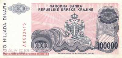 Kroatien - 100.000  Dinara (#R022a_AU)