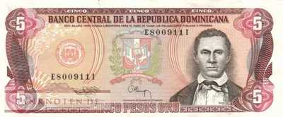 Dominikanische Republik - 5  Pesos Oro (#143a_VF)