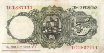 Spanien - 5  Pesetas (#140a_F)