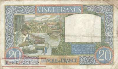 Frankreich - 20  Francs (#092b-41_VG)