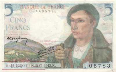 Frankreich - 5  Francs (#098a-43_AU)