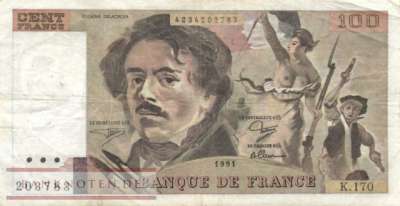 Frankreich - 100  Francs (#154e-91_F)