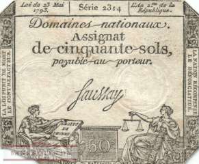 Frankreich - 50  Sols (#A070b_VG)