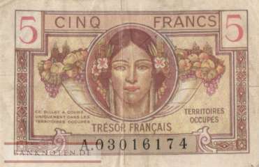 Frankreich - Tresor Francais - 5  Francs (#M006a_VF)