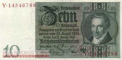 Germany - 10  Reichsmark (#0173a-STY_AU)