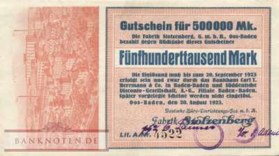 Oos-Baden - 500.000  Mark (#I23_4177a-2_VF)