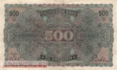 Sachsen - 500  Mark (#SAX10a_VF)