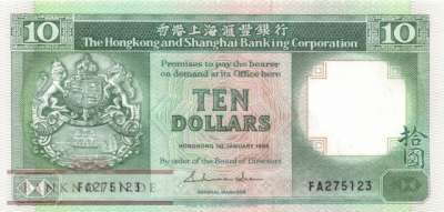 Hong Kong - 10  Dollars (#191a-86_UNC)