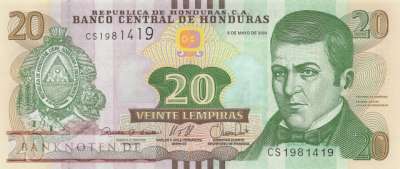 Honduras - 20 Lempiras (#100f_UNC)