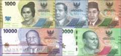 Indonesien: 1.000 - 20.000 Rupiah 2022 (5 Banknoten)