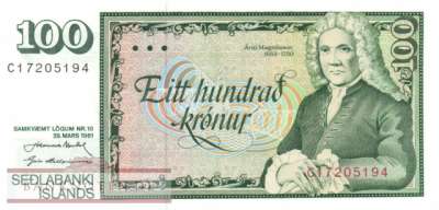 Island - 100  Kronur (#050a-U49_UNC)