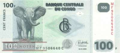 Kongo, Demokratische Republik - 100  Francs (#098_B_UNC)