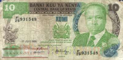 Kenia - 10  Shillings (#020g_VG)