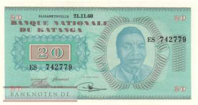 Katanga - 20  Francs (#006a_UNC)