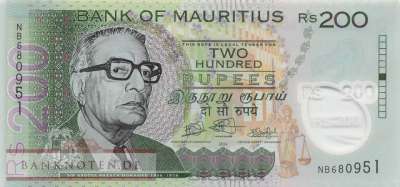 Mauritius - 200 Rupees - Polymer (#065Ba_UNC)