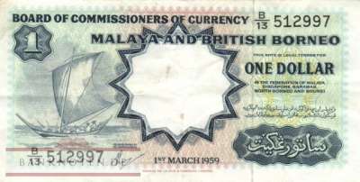 Malaya & British Borneo - 1  Dollar (#008_A_VF)