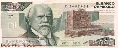 Mexico - 2.000  Pesos (#086a-AV_UNC)