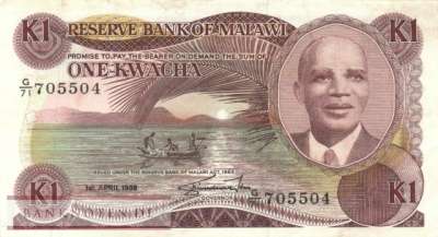 Malawi - 1  Kwacha (#019b_VF)