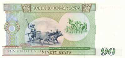 Myanmar - 90  Kyats (#066_UNC)