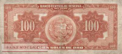 Peru - 100  Soles de Oro (#073-54_VG)