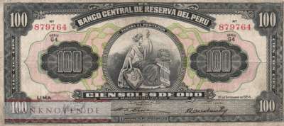 Peru - 100  Soles de Oro (#073-54_VG)