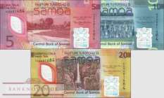 Western Samoa: 5 - 20 Tala (3 banknotes with folder)
same serial