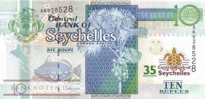 Seychellen - 10  Rupees - 35 years... (#046_UNC)