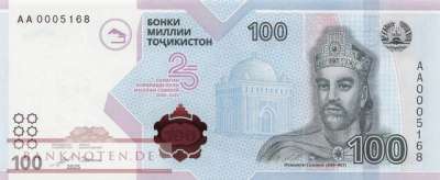 Tadschikistan - 100 Somoni - 25 Years Somoni (#029_UNC)