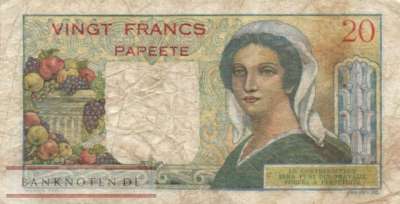 Tahiti - 20  Francs (#021c_VG)