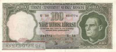 Turkey - 100  Lira (#176a_VF)