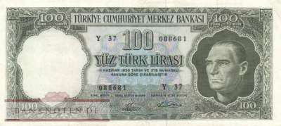 Türkei - 100  Lira (#177a_VF)