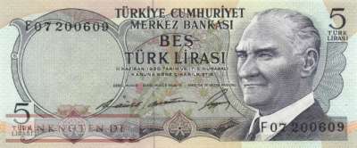 Turkey - 5  Lira (#179-2_UNC)