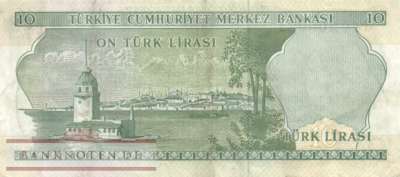 Turkey - 10  Lira (#186_VF)