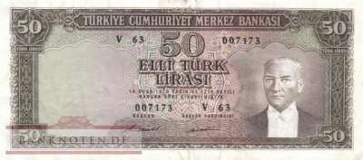 Turkey - 50  Lira (#187Aa_VF)