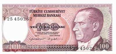 Türkei - 100  Lira (#194b_UNC)