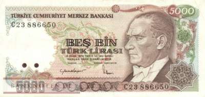 Türkei - 5.000  Lira (#197-U1_VF)