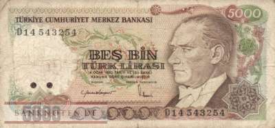 Turkey - 5.000  Lira (#197-U1_VG)