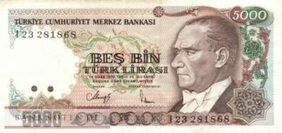 Türkei - 5.000  Lira (#198_VF)