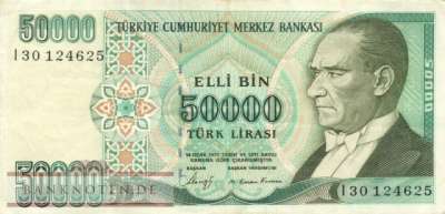 Türkei - 50.000  Lira (#203a_VF)